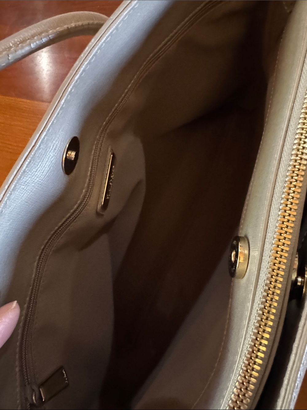 Furla Large Gray Saffiano Leather 3-Compartment Structured Bag, Silver Hardware - Picture 5 of 9